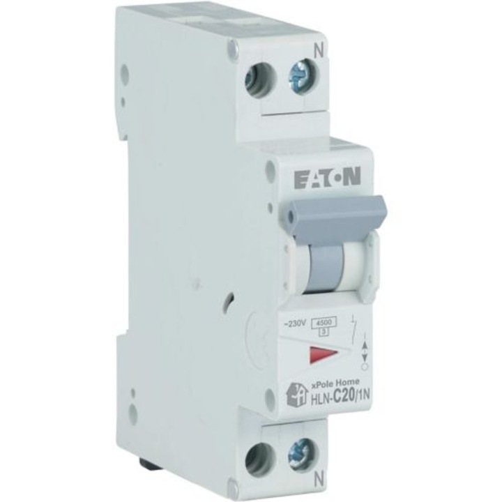 Siguranta electrica automata EATON 501062, HLN-C20/1N, latime 1 modul, 4,5kA, 1P+N, caracteristica C, 20A