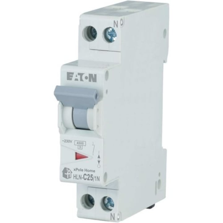 Siguranta electrica automata EATON 501063, HLN-C25/1N, latime 1 modul, 4,5kA, 1P+N, caracteristica C, 25A