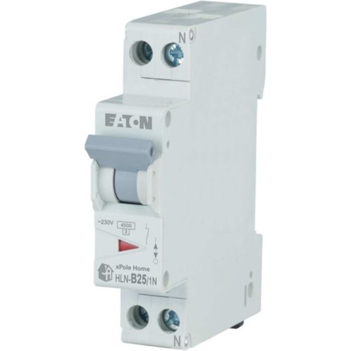 Siguranta electrica automata EATON 501053, HLN-B25/1N, latime 1 modul, 4,5kA, 1P+N, caracteristica B, 25A