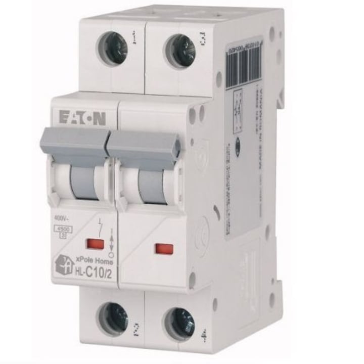 Siguranta electrica automata EATON 194769, HL-C10/2, latime 2 module, 4,5kA, 2P, caracteristica C, 10A