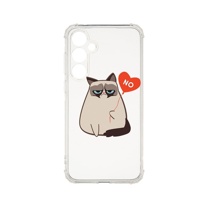 Husa BestCase® Anti Shock 1.5MM, Compatibila Cu Samsung Galaxy A55 5G, Meme - Grumpy Says No, Rezistenta La Socuri, Protectie Camera, Margini ridicate pentru protectia ecranului, AS 657