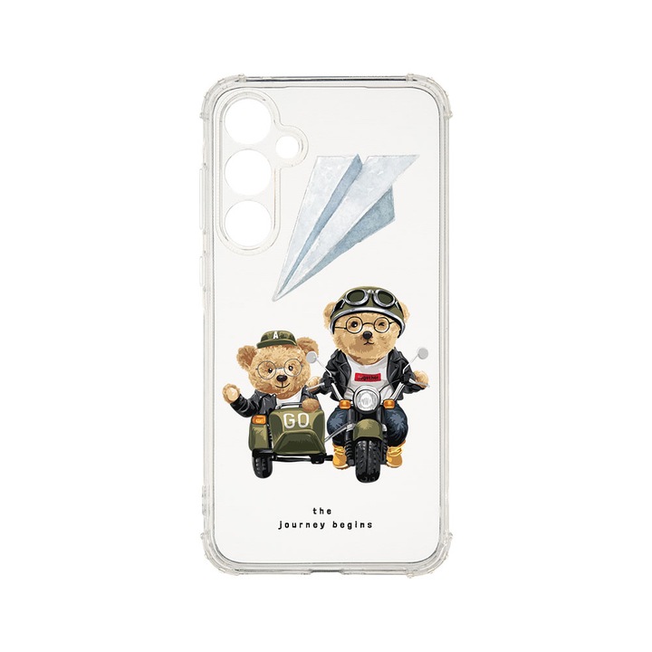 Husa BestCase® Anti Shock 1.5MM, Compatibila Cu Samsung Galaxy A55 5G, Teddy On The Road, Rezistenta La Socuri, Protectie Camera, Margini ridicate pentru protectia ecranului, AS 932