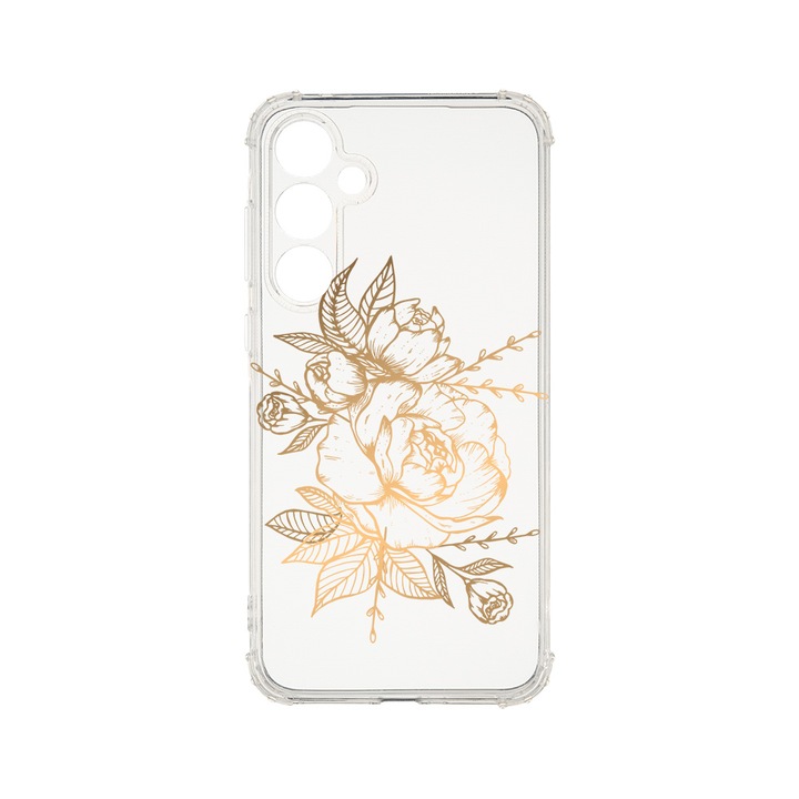 Husa BestCase® Anti Shock 1.5MM, Compatibila Cu Samsung Galaxy A55 5G, Golden Rose, Rezistenta La Socuri, Protectie Camera, Margini ridicate pentru protectia ecranului, AS 989