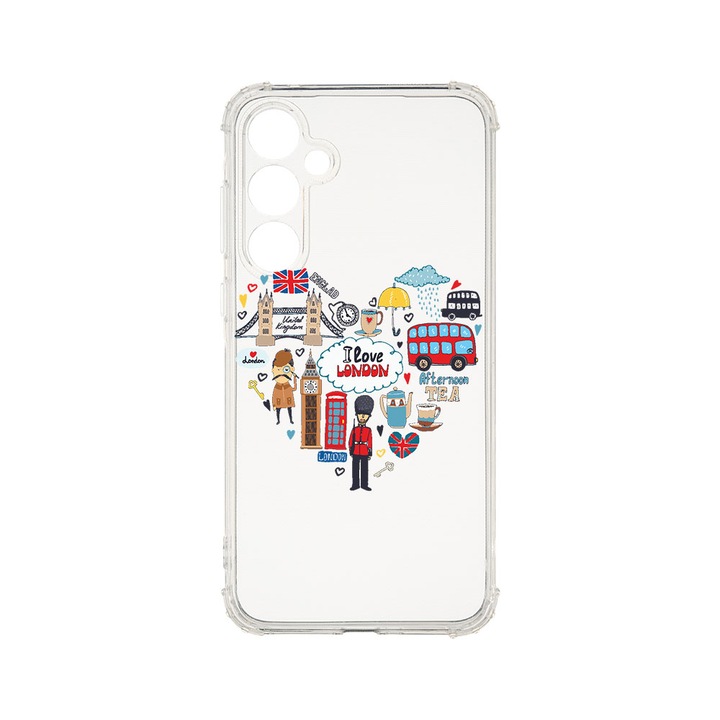 Husa BestCase® Anti Shock 1.5MM, Compatibila Cu Samsung Galaxy A55 5G, I Love London, Rezistenta La Socuri, Protectie Camera, Margini ridicate pentru protectia ecranului, AS 732