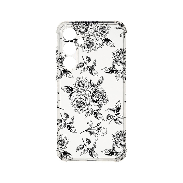 Husa BestCase® Anti Shock 1.5MM, Compatibila Cu Samsung Galaxy A55 5G, Black Roses, Rezistenta La Socuri, Protectie Camera, Margini ridicate pentru protectia ecranului, AS 1045