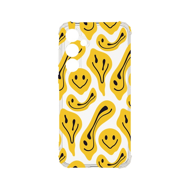BestCase Strapabíró Anti Shock 1.5mm Telefontok, Samsung Galaxy A35 5G, Yellow Acid Smiley, Kamera védő, Military Grade Drop Protection, AS 1052