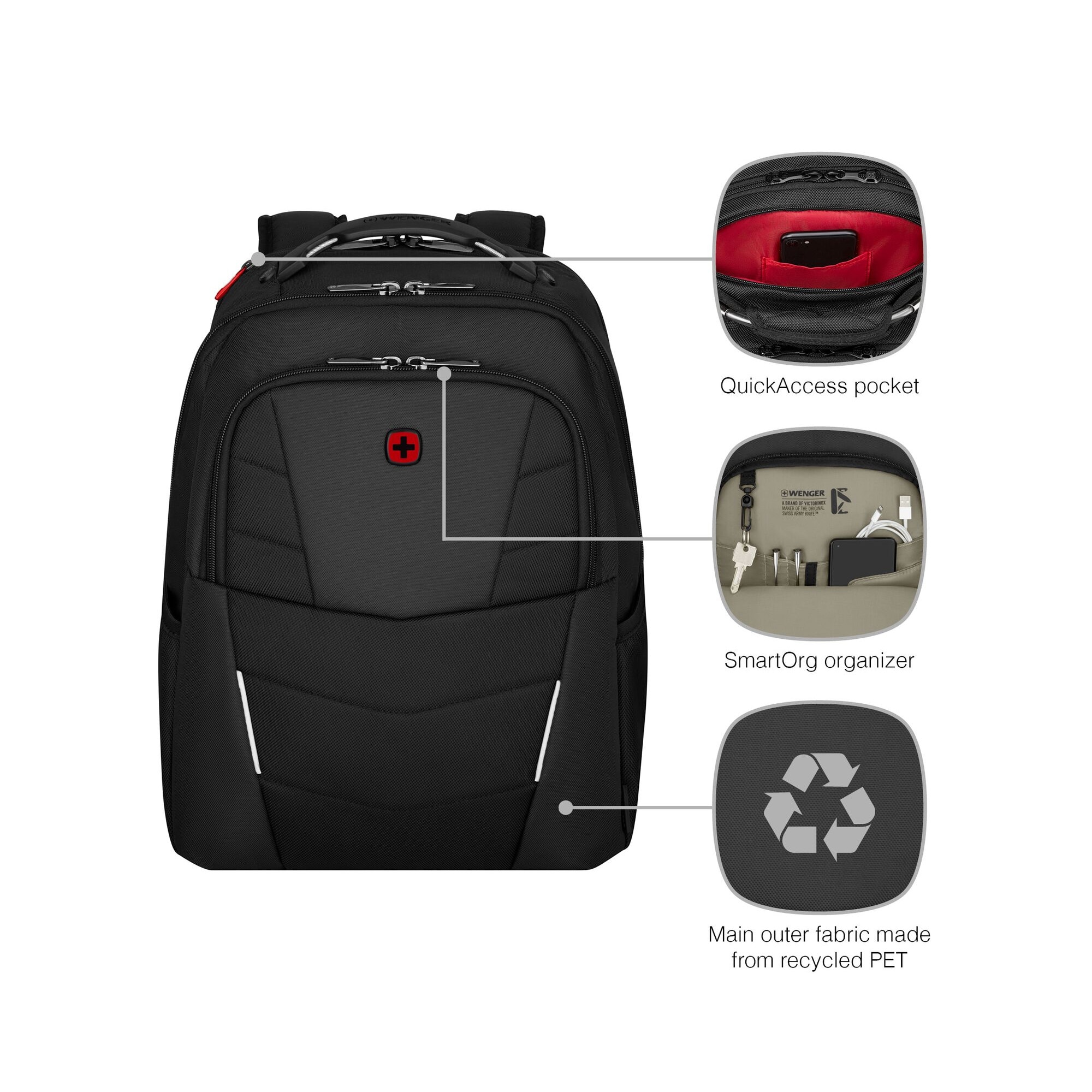 Rucsac laptop Wenger, Altair, 15, 6 inch, compartiment tableta, Negru