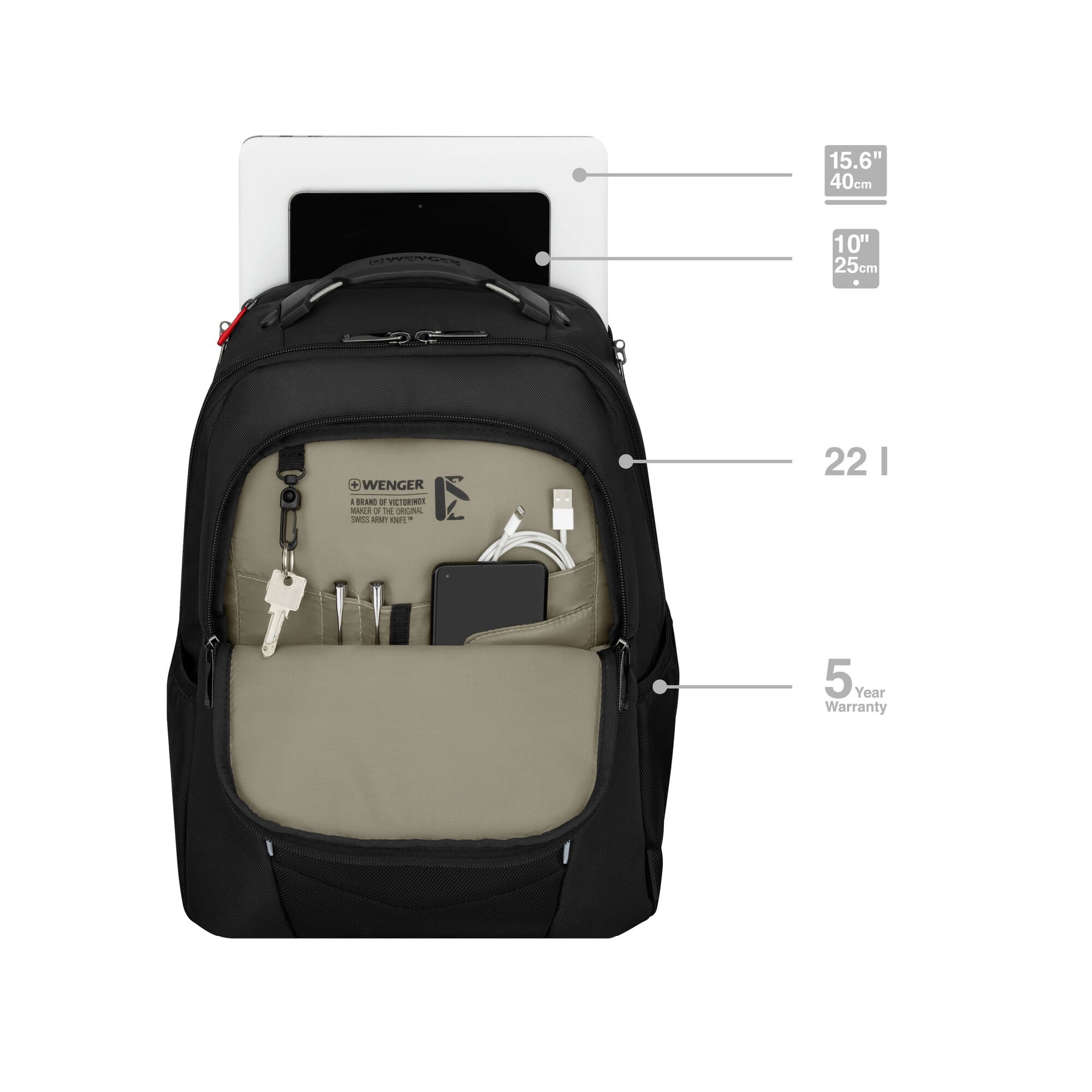 Rucsac laptop Wenger, Altair, 15, 6 inch, compartiment tableta, Negru