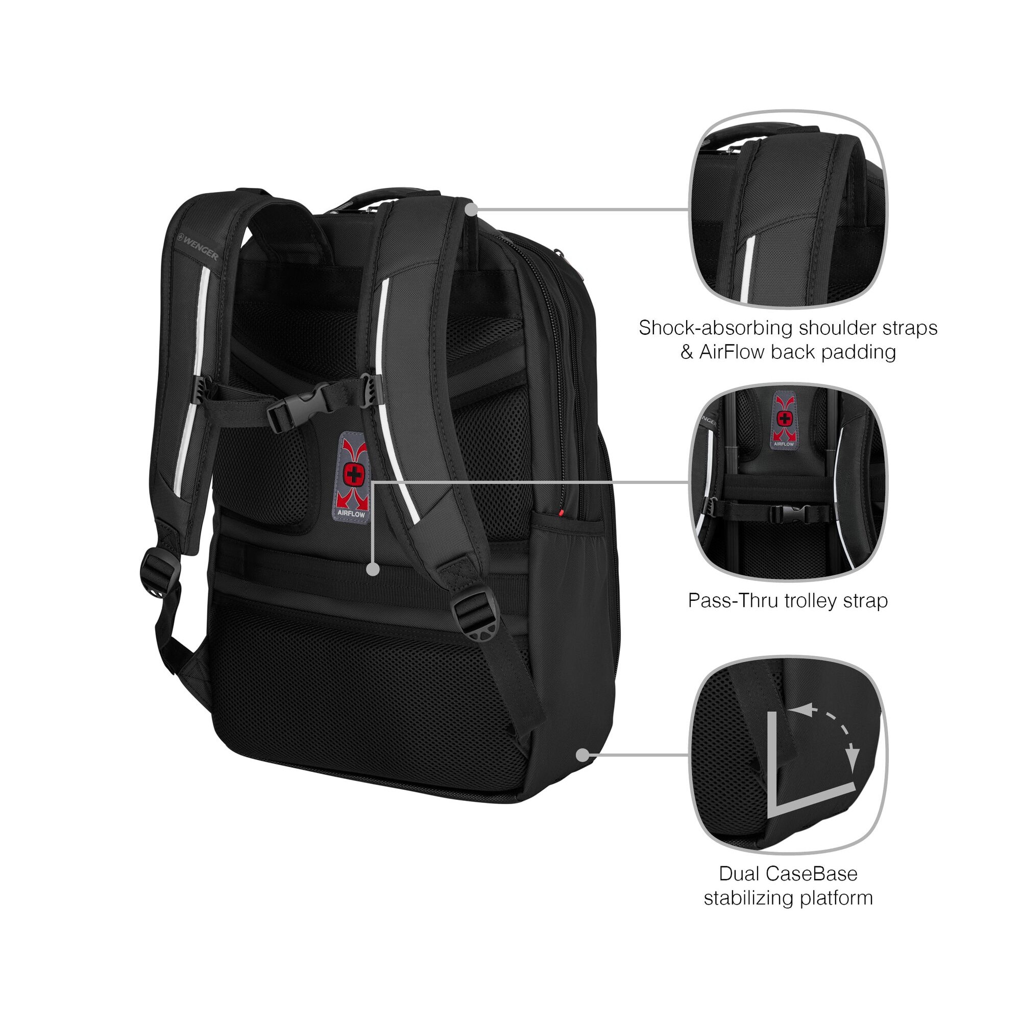 Rucsac laptop Wenger, Cosmic, 17 inch, compartiment tableta, Negru