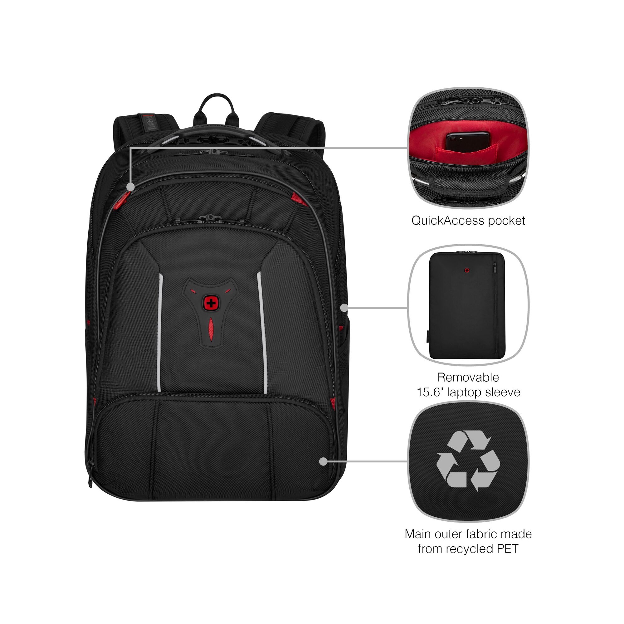 Rucsac laptop Wenger, Carbon Pro, Business, 15.6 inch, compartiment tableta, Nergu