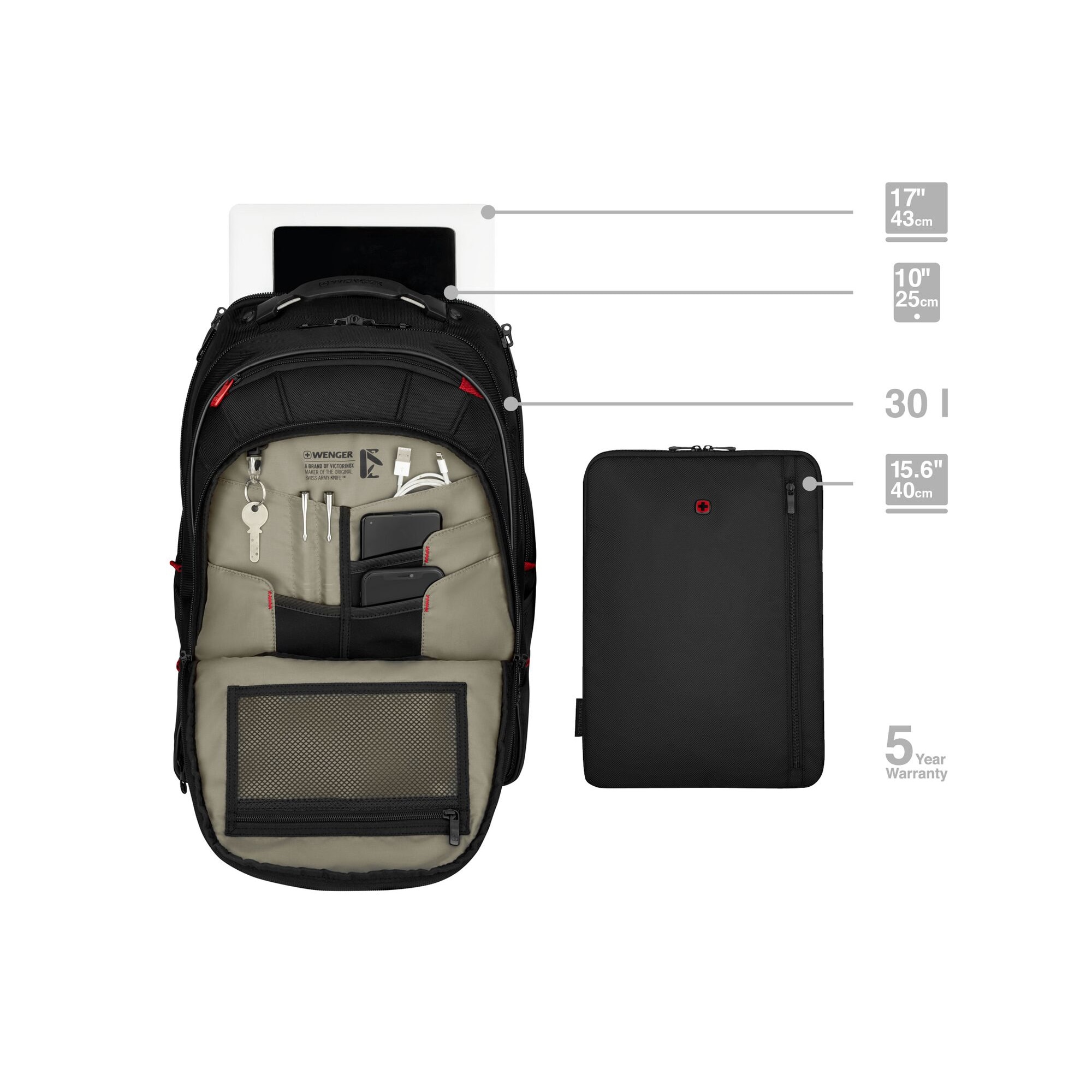 Rucsac laptop Wenger, Carbon Pro, Business, 15.6 inch, compartiment tableta, Nergu