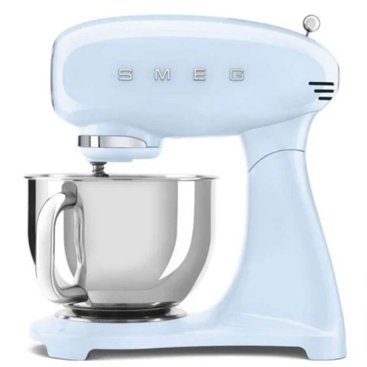 Планетарен миксер Smeg SMF03PBEU, 50's Style, 800 W, 4.8 л купа, 10 скорости, Пастелно син