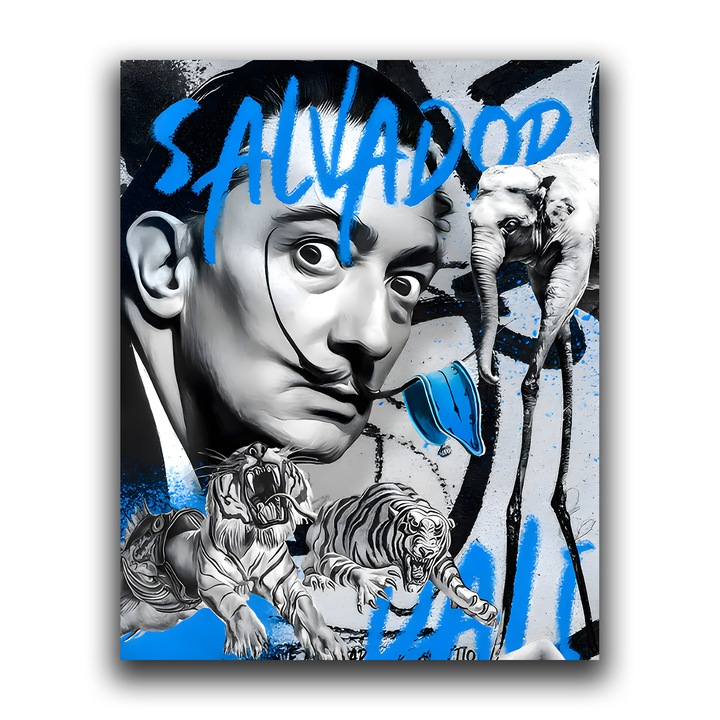 Първокласна картина на платно, LuxCanva C1135, абстрактна картина от Салвадор Дали, 80 X 100 CM, 100% памучно платно 400g/m2, дървена рамка, цветове, лъвове, слонове, сафари, всекидневна, бар, релаксация, живи цветове