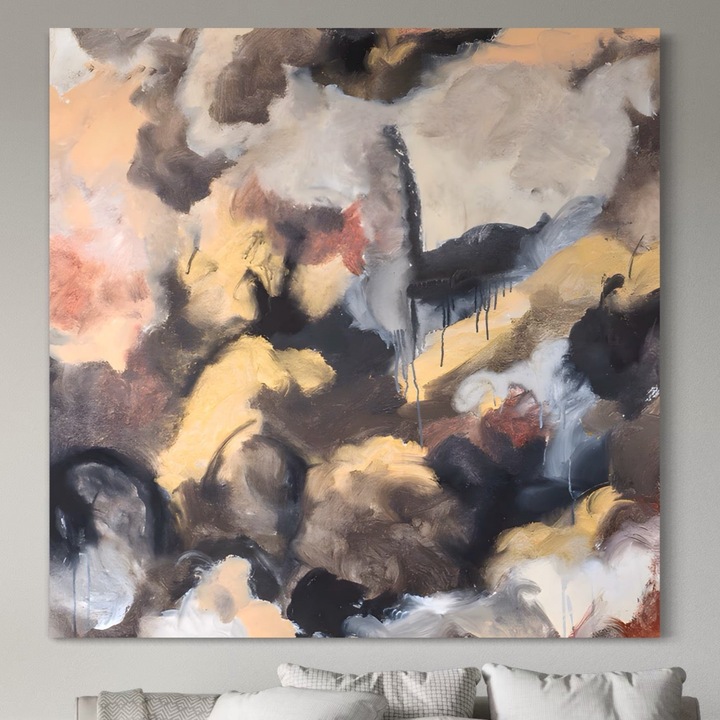 Картина Канава Премиум, LuxCanva® A1422, Смес от Цветове, 75 X 75 СМ, 100% Памучно Платно 400гр/м2, Дървена Рамка, Хол, Експресионизъм, Художник, Абстрактна, Картина, Спалня, Декоративна, Живи Цветове