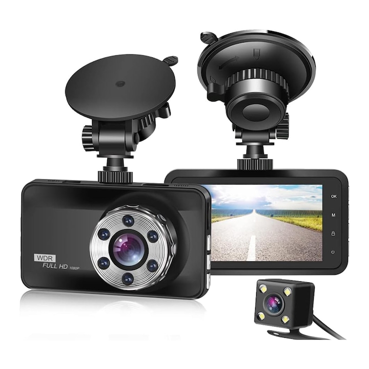 Camera Auto DVR Xenomo® DRIVE-X, Camera de bord ultracompacta, FULL HD 1080P, Ecran LCD, Inregistrare in bucla, Vedere nocturna, G-Sensor, Unghi filmare 170°