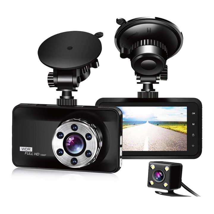 Camera Auto DVR Xenomo® DRIVE-X, Camera de bord ultracompacta, FULL HD 1080P, Ecran LCD, Inregistrare in bucla, Vedere nocturna, G-Sensor, Unghi filmare 170°