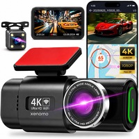 Camera Auto DVR Xenomo® ROAD-X, Camera de bord ultracompacta, FULL HD 4K, 2160P, Inregistrare in bucla, Vedere nocturna, G-Sensor, Instructiuni vocale, Unghi filmare 170°, Camera video marsarier inclusa in pachet
