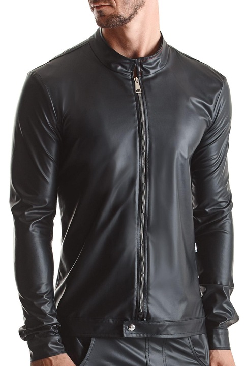 RFP черно яке, wetlook, метални детайли, черно, XL