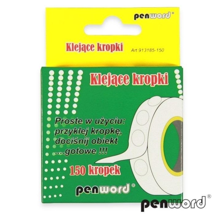 Adezivi sub forma de puncte, PENWORD, 150 bucati, Transparent