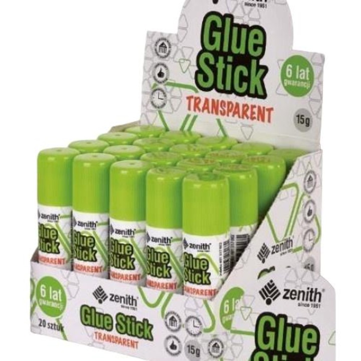 Комплект от 20 туби лепило стик, ZENITH, 15g, прозрачно