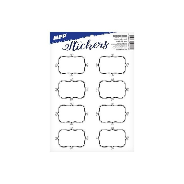 Set de 8 etichete pentru conserve, MFP, Alb, 162x230mm