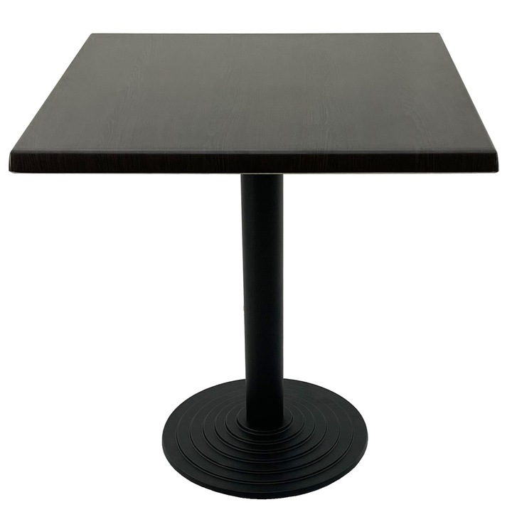 Masa pentru terasa restaurant patrata 80x80xh74cm Raki New Wenge, blat werzalit si picior metalic negru