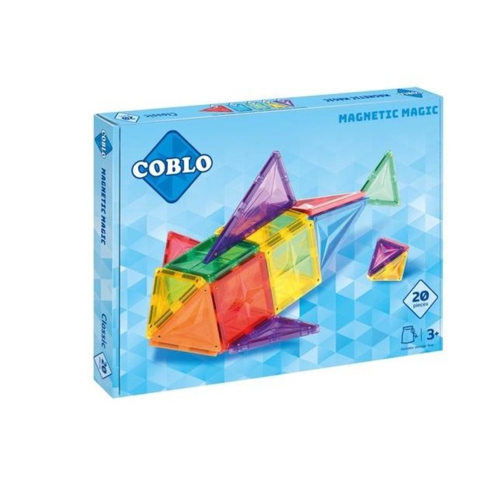 Set 20 piese magnetice de constructie, Coblo, 267x365 mm, Multicolor