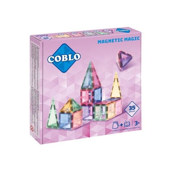 Set 35 piese magnetice de constructie, Coblo, 250x274 mm, Multicolor