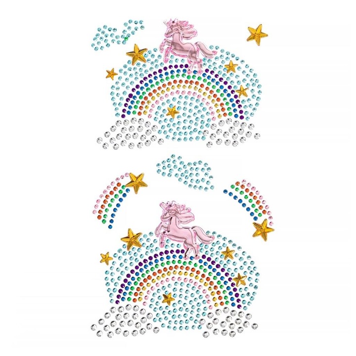 Set 7 Stickere decorative, Dalprint, Cristale acrilice, Model unicorni si curcubee, Multicolor