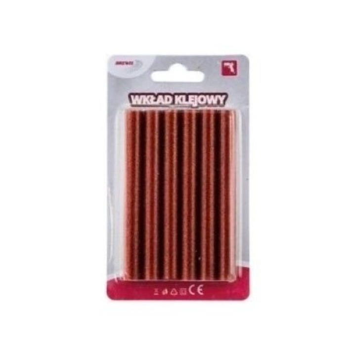 Set de 6 baghete pentru pistol de lipit, Brewis, cu sclipici rosu, 11mm x 10cm