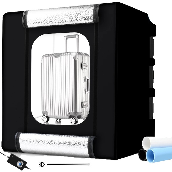 Cutie luminoasa profesionala cu reglaj foto, lumini LED, 3 fundaluri din PVC