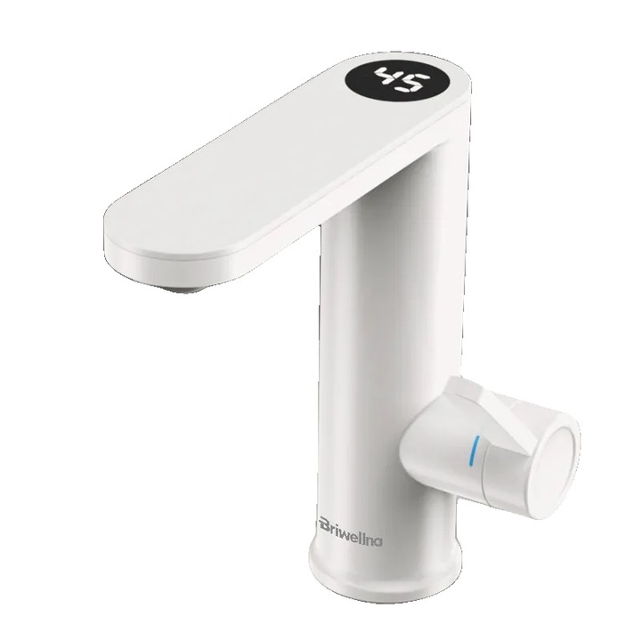 Instant szaniter csaptelep, Rozsdamentes acél, 3200W, Digitális hőmérsékletszabályozás, Fehér