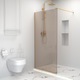 Paravan dus walk-in, Sticla Securizata Bronze de 6mm, Accesorii Feronerie Gold, Tratament anti-calcar, 60 x 195 cm