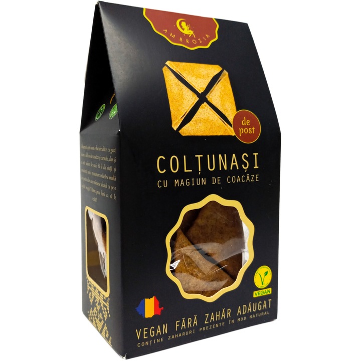 Coltunasi vegani integrali handmade, cu magiun coacaze, fara zahar, aditivi, coloranti sau conservanti, 130g, Ambrozia