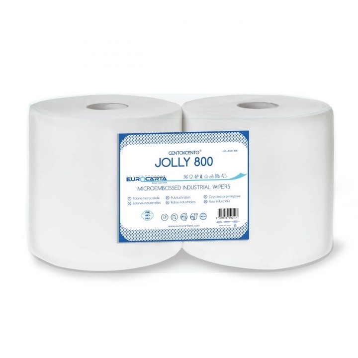 Rola hartie industriala 2 straturi Alb Eurocarta Jolly800 (2role/ bax)
