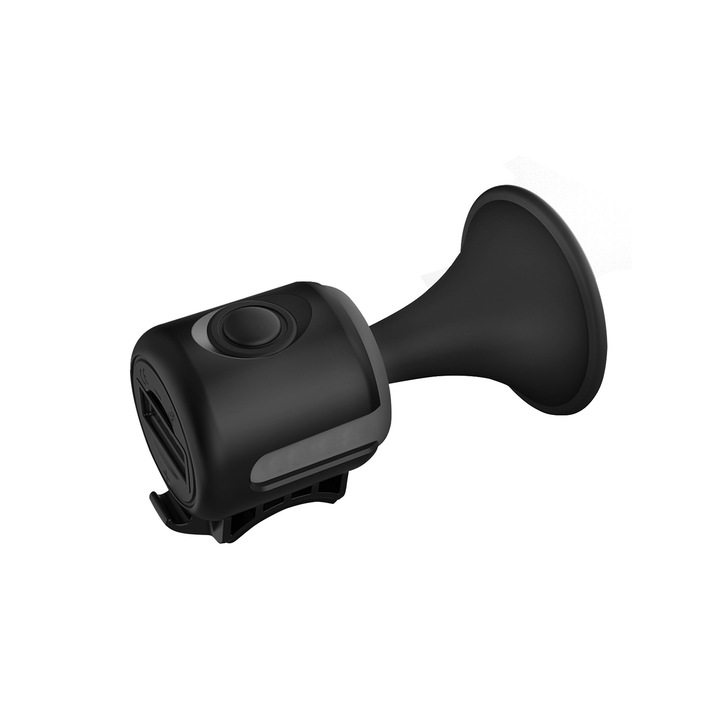 Claxon de bicicleta electrica, SereneSoul, universal, cu 2 baterii, 2 curele, tampoane de cauciuc anti-alunecare, impermeabil, 120db, 4.8*8.4cm, potrivit pentru biciclete de drum, mountain bike, scutere, biciclete copii, negru