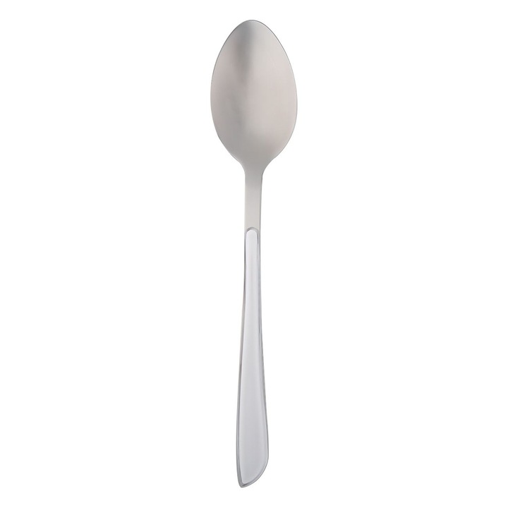 Lingurita desert din otel inoxidabil Shopiens® cu detaliu alb pe maner, 14 cm