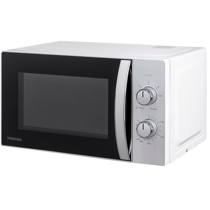 Микровълнова фурна Toshiba 800 W, капацитет 20 л, таймер, бяла, 5 степени на мощност, функция грил