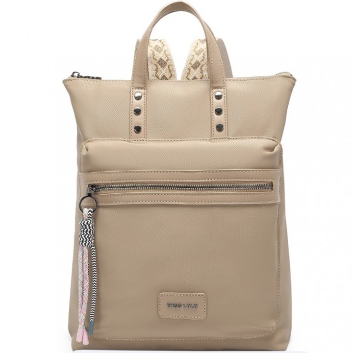 Rucsac pentru dama, detalii unice stilat, Miss Lulu LT2355KI Kaki