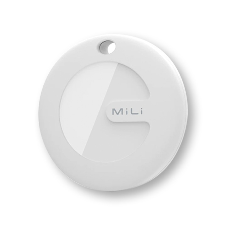 Localizator Bluetooth cu breloc, Mili, Rezistent la apa (IP67), Raza de actiune: pana la 100 de metri, Baterie: CR2032, Durata de viata a bateriei: pana la 12 luni, Alb