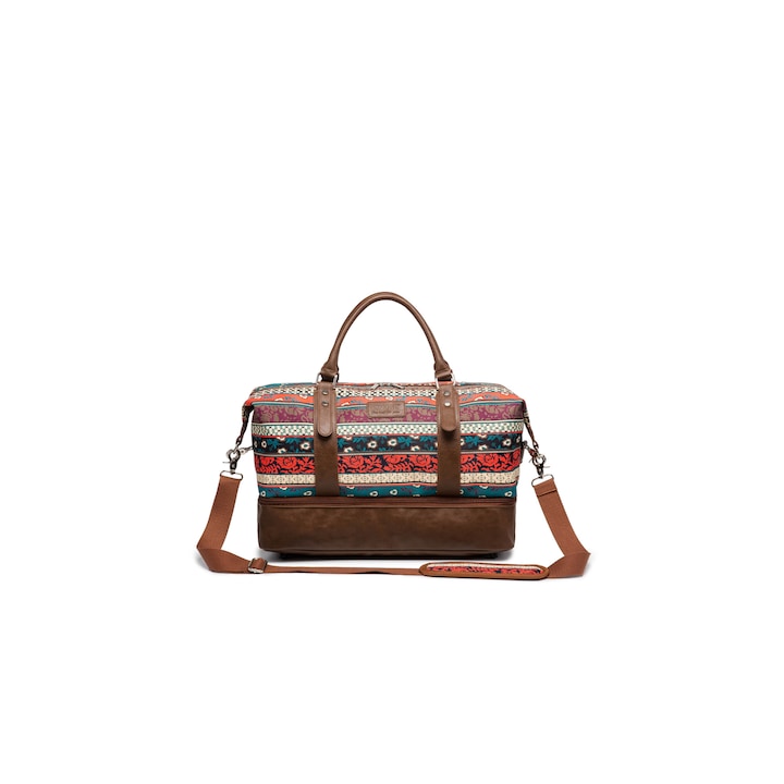 Пътна чанта, Kinmac, 46x22x35 см, бохемски стил, многоцветна