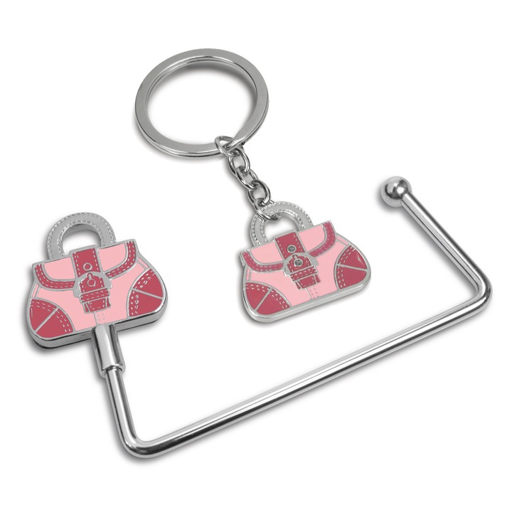 VENITIVO® ключодържател за ключове или чанта с метална кука за маса, 2 броя в комплект, металик, розов
