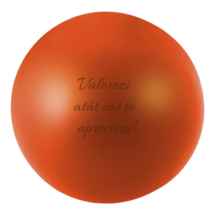Jucarie minge antistres rotunda, portocaliu, 7 cm, personalizata cu mesaj motivational