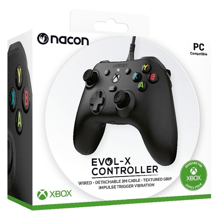 NACON Evol-X vezetékes Xbox kontroller (Xbox S/ONE/PC), Fekete