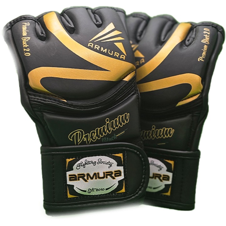 Manusi de MMA ARMURA Premium Black 2.0 M, Negre