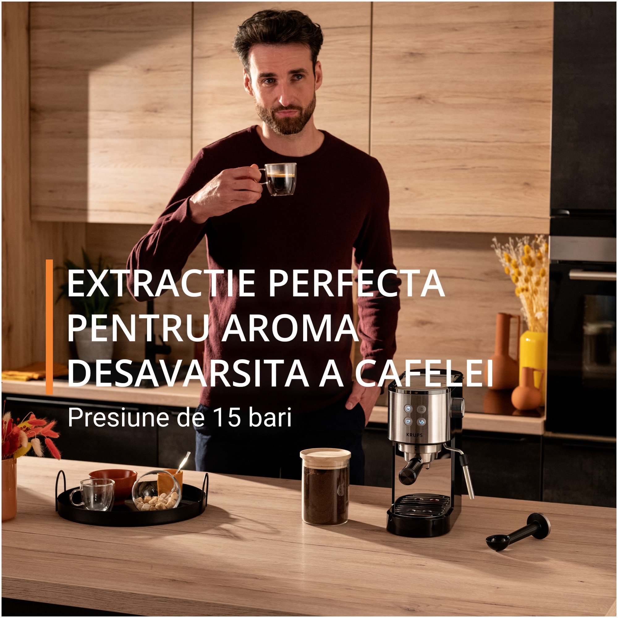 Espressor manual Krups Virtuoso Essential XP441810, presiune 15