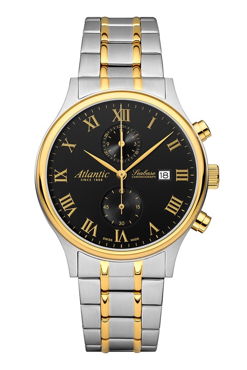Atlantic, Двуцветен часовник с хронограф, Сребрист, Златист