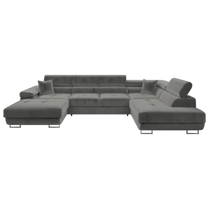 Coltar rabatabil Torezio Bis, MIRJAN24, Dreapta, gri deschis, 203x346x70 cm