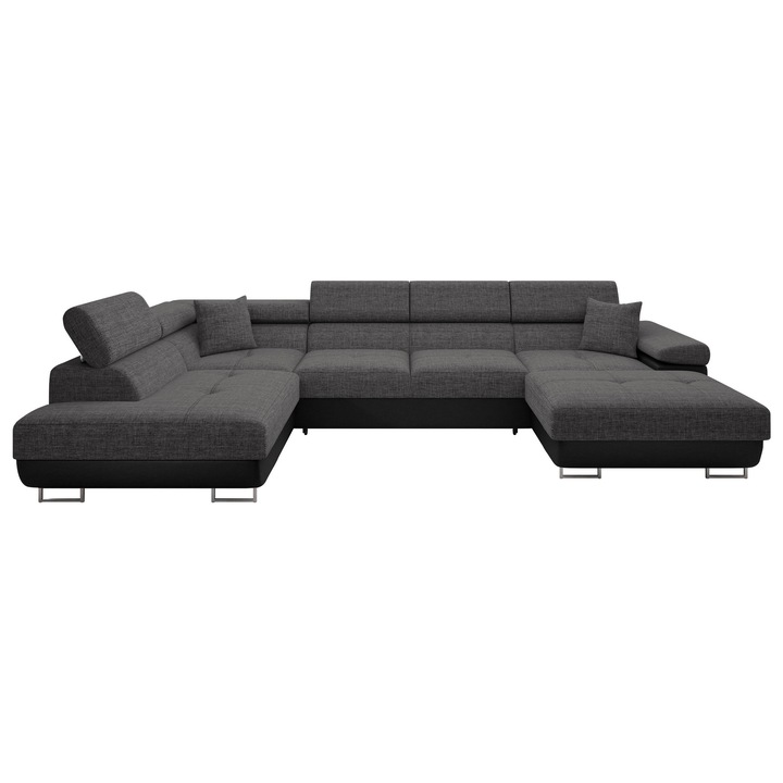 Coltar rabatabil Torezio Bis, MIRJAN24, Stanga, gri + negru, 203x346x70 cm