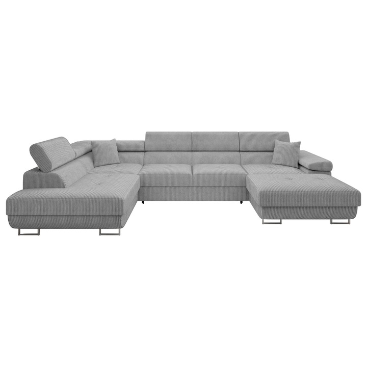 Coltar rabatabil Torezio Bis Reiat, MIRJAN24, Stanga, gri, 203x346x70 cm